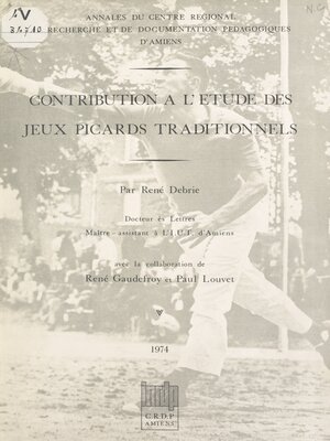 cover image of Contribution à l'étude des jeux picards traditionnels